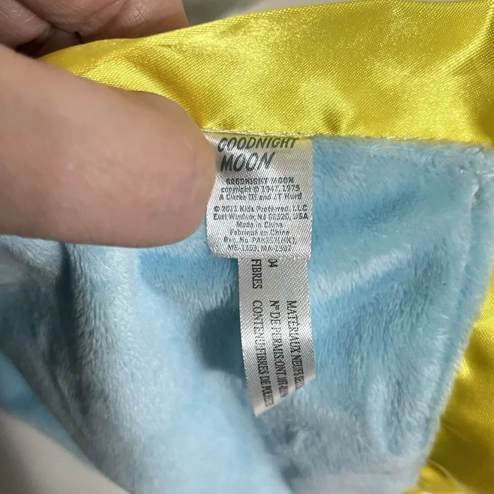 Goodnight Moon Bunny Security Blanket Lovey Lovie Blankie Blue Satin Trim